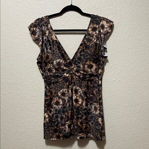 Rekita Women's Brown And Black Floral Swimsuit Top. NWT. Various Sizes.
